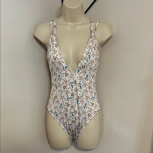 ASOS Floral Cross Back Adjustable Strap One Piece - Floral Print